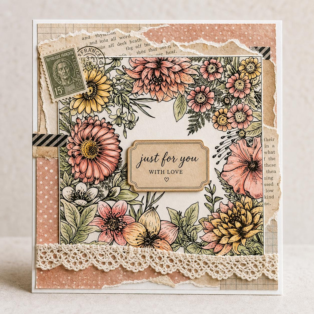 Seamless Flower Silicone Stamp for Scrapbooking & Card Making, 14x14cm Clear Craft Seal