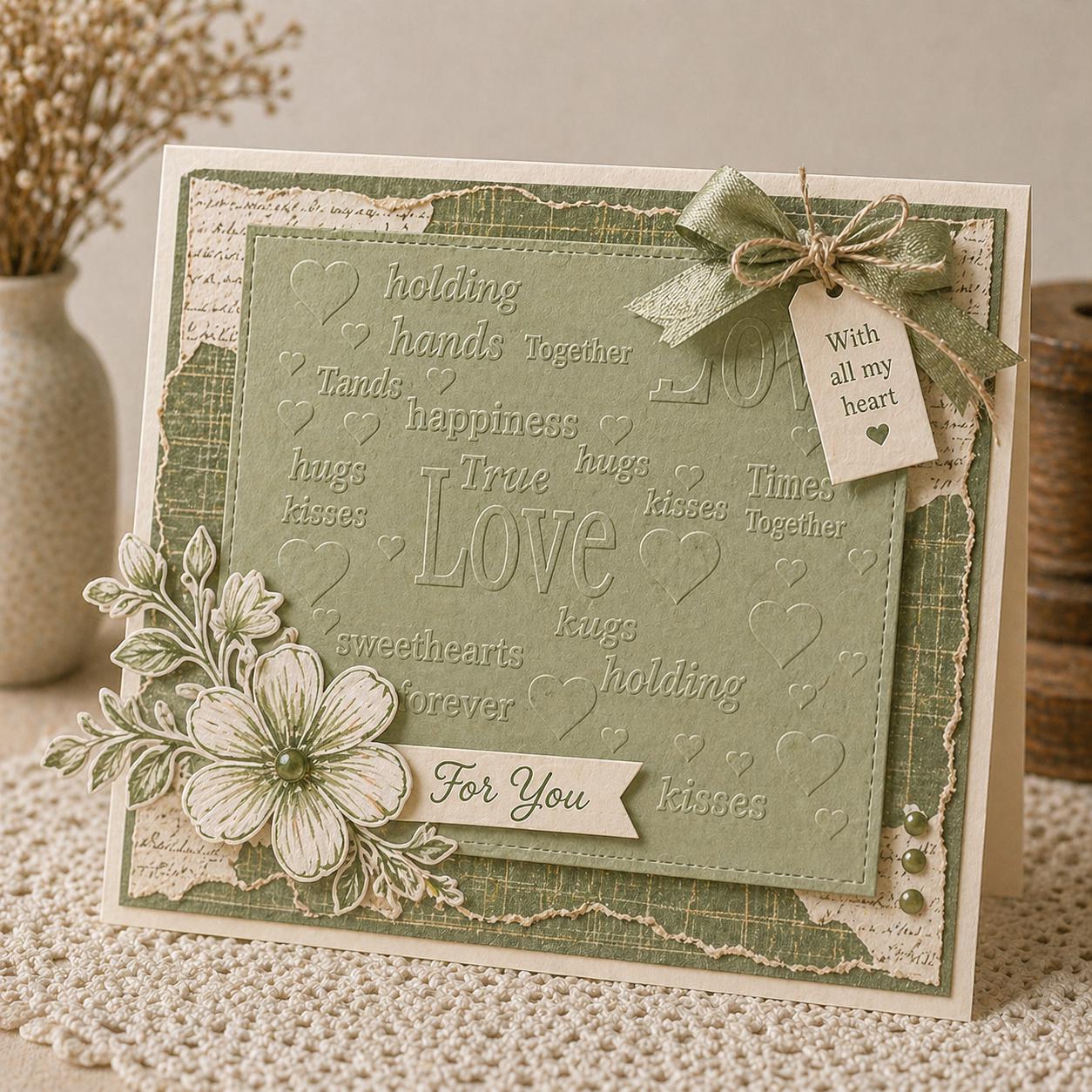 Love Hearts Embossing Folder 150x150mm for Scrapbooking & Card Making