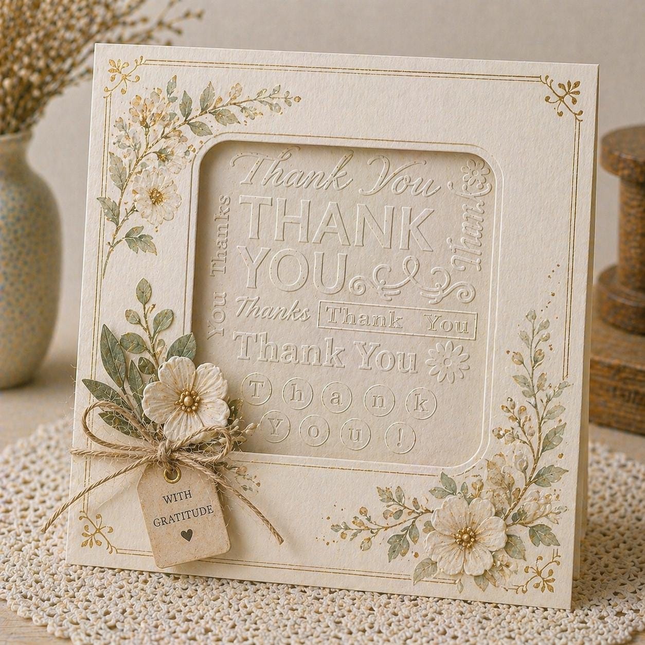 Thank You Embossing Folder for Card Making and Paper Crafts 150x150mm