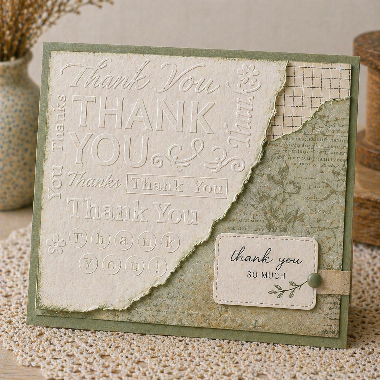 Thank You Embossing Folder for Card Making and Paper Crafts 150x150mm