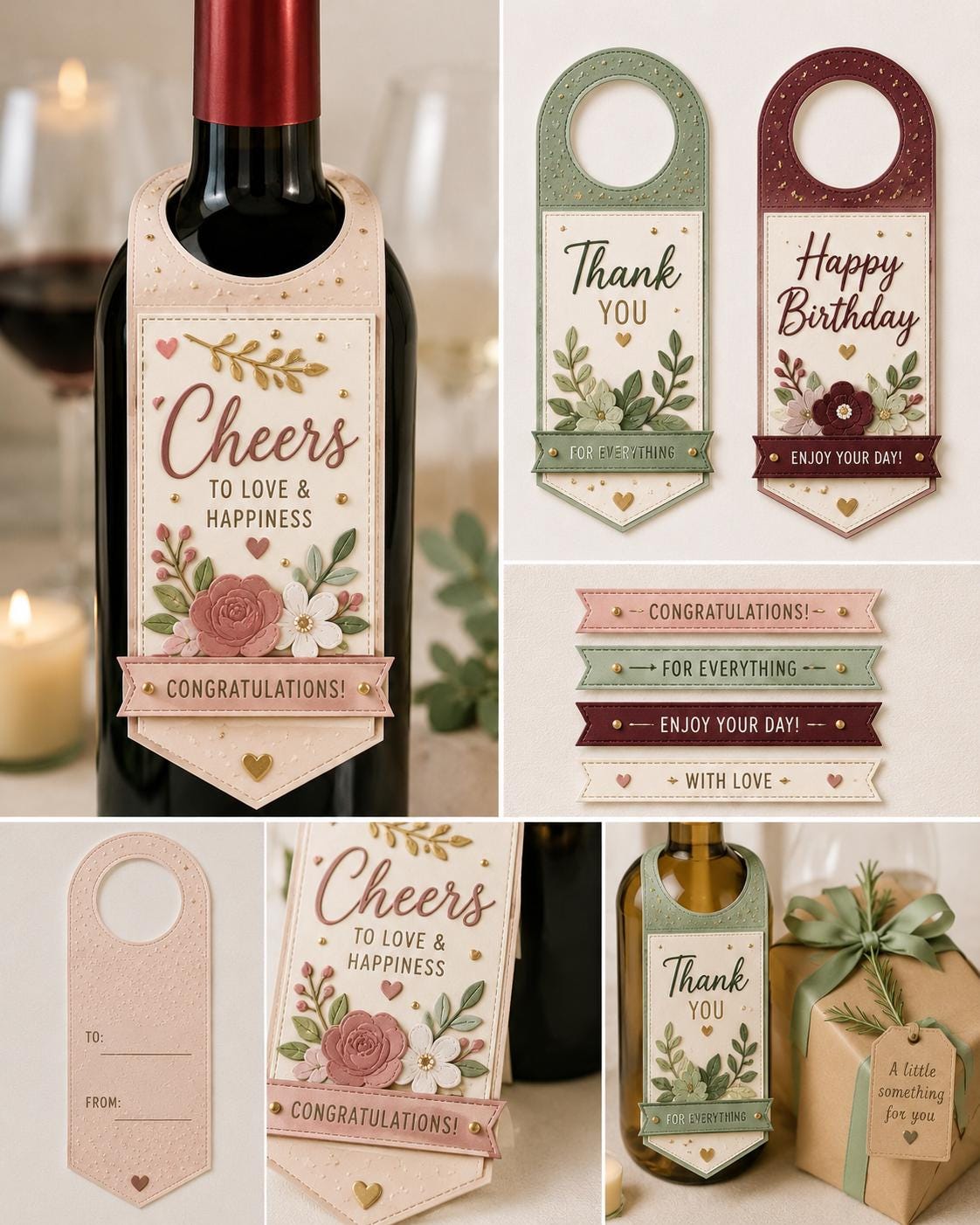 Wine Tag Metal Cutting Die for Cards and Gift Tags