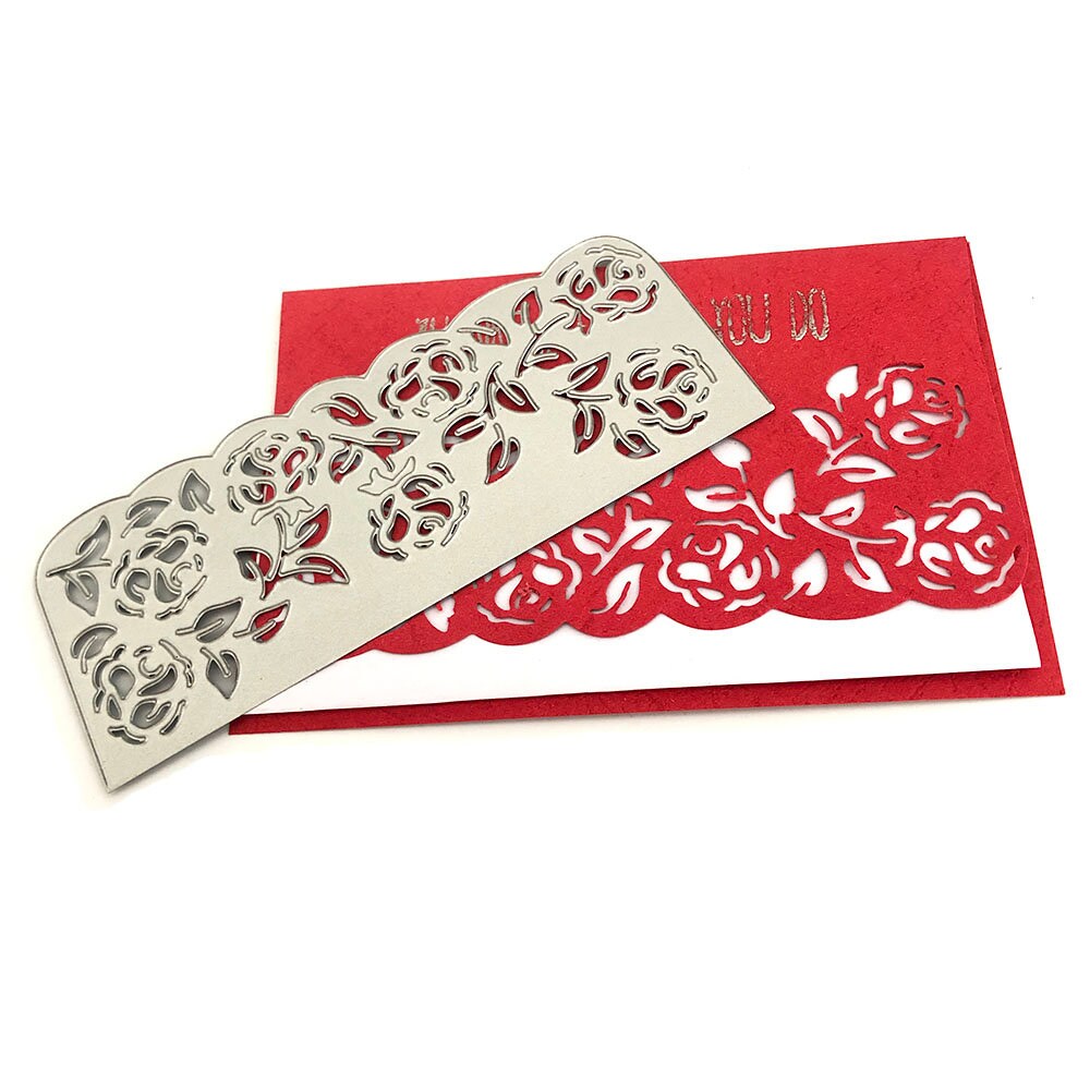 Lace Flower Border Metal Cutting Die, Floral Edge Stencil