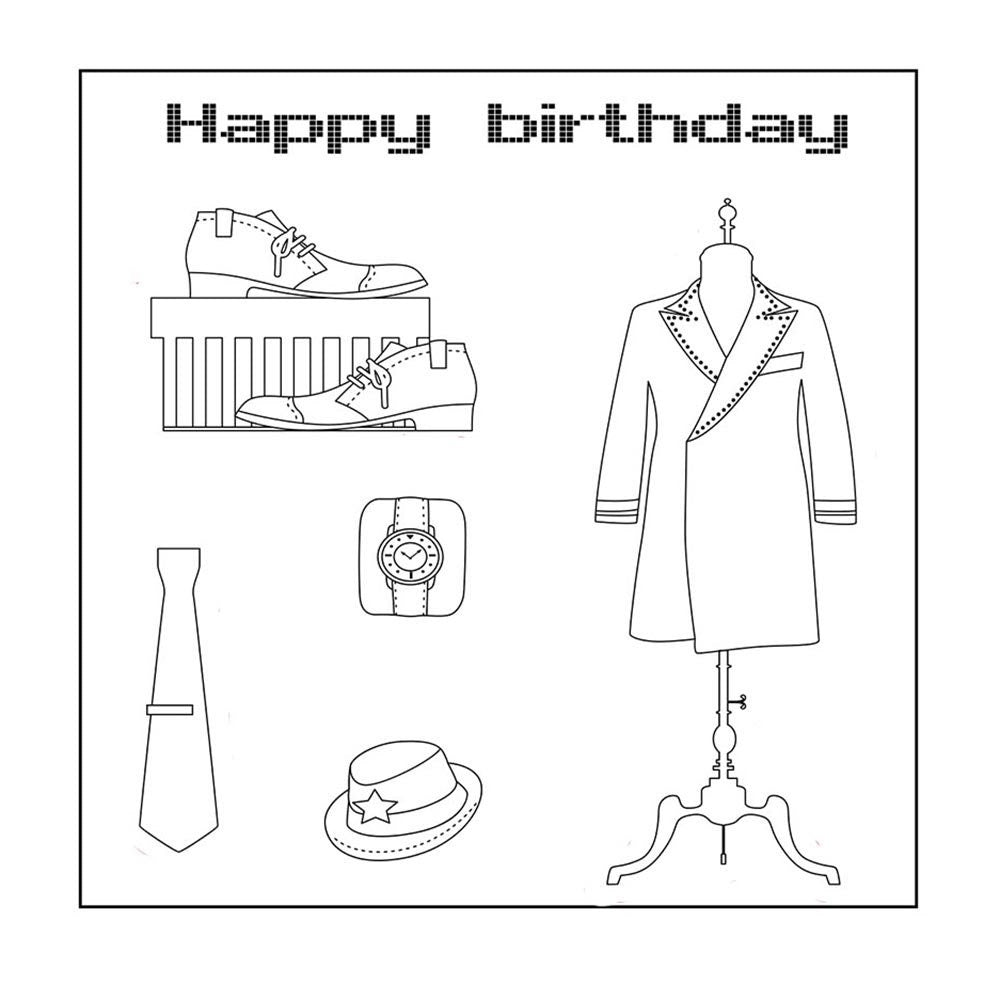 Happy Birthday Father Clear Stamp, DIY Scrapbooking (14x14cm)