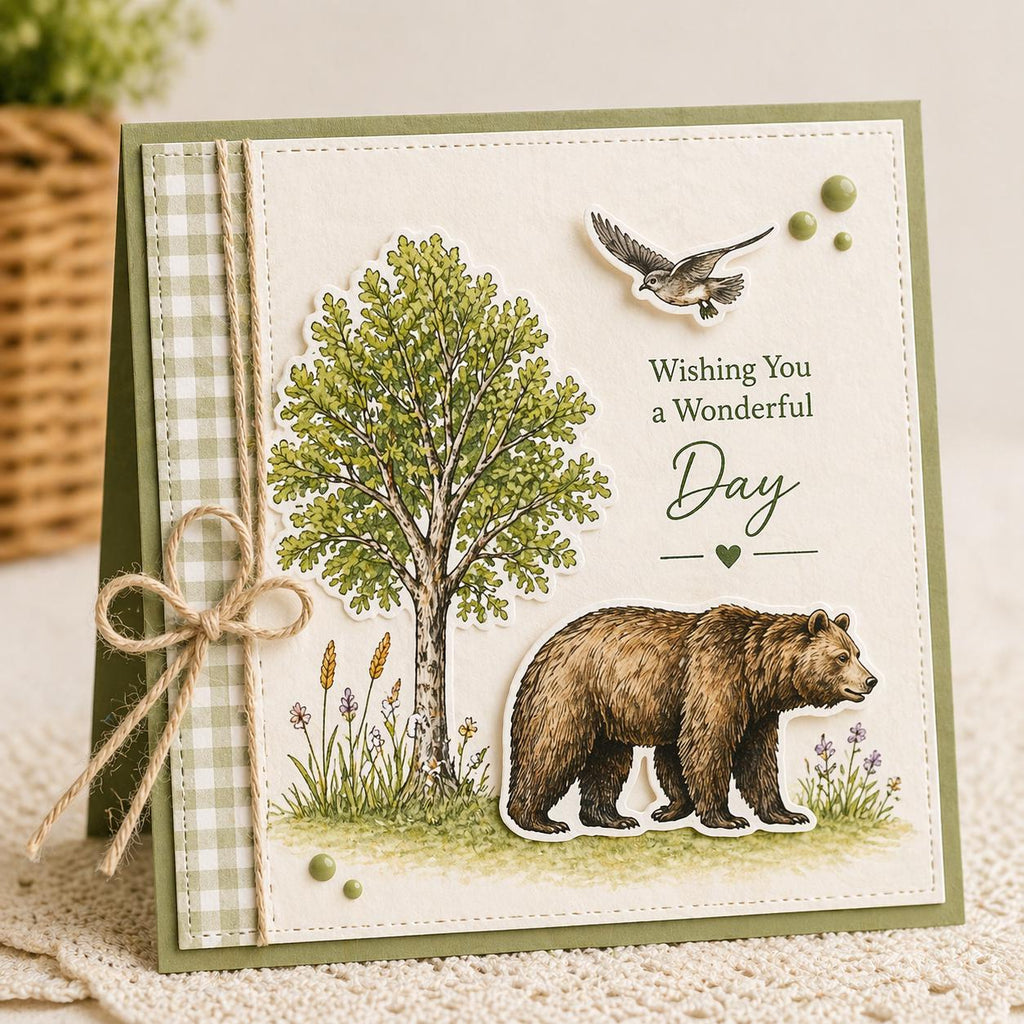 Woodland Clear Stamp Set – Forest Animals, Trees, Botanical Elements Card Making, Scrapbooking (4 Sheets)