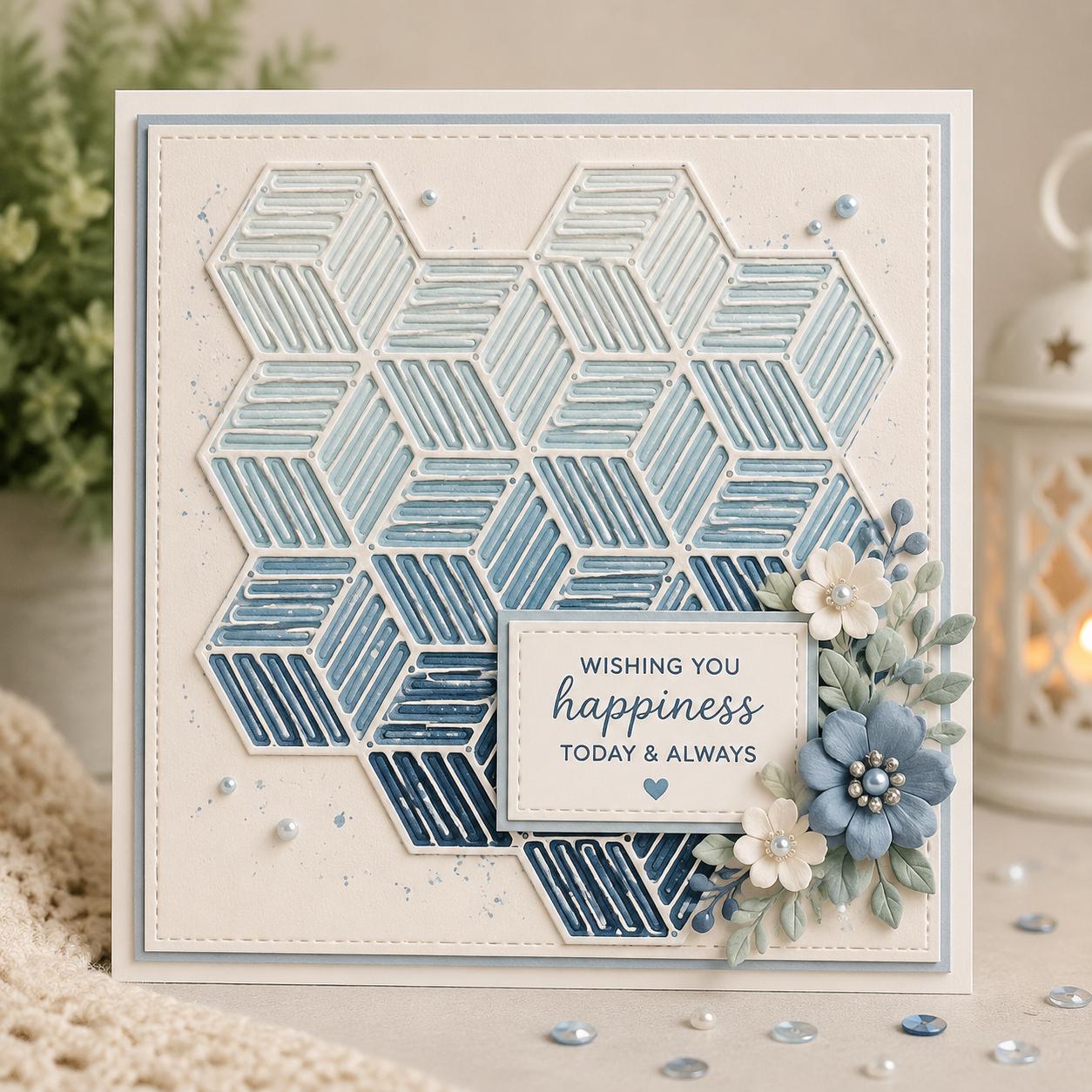 3D Geometric Metal Cutting Die, Background Stencil for Cards