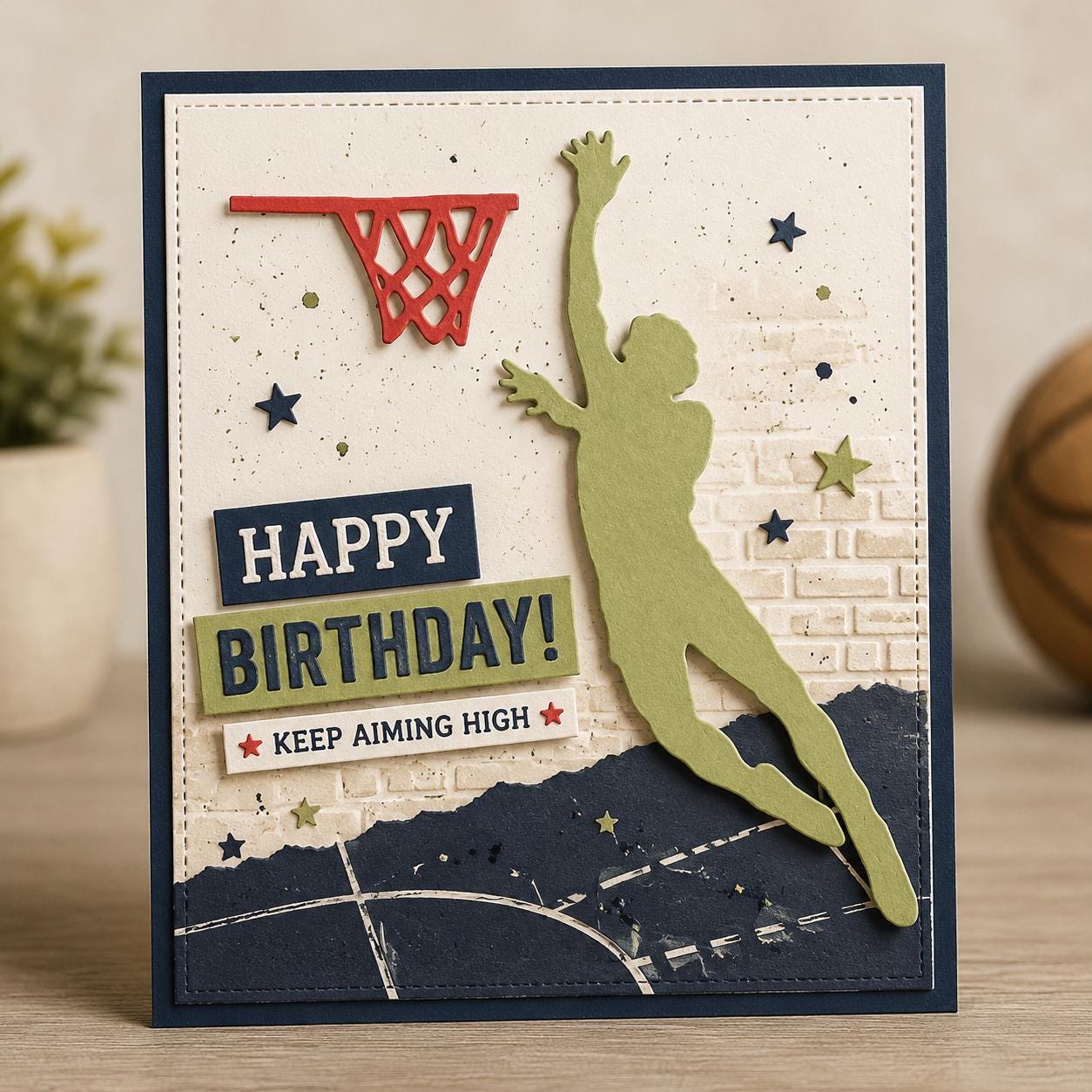 Basketball Player Metal Cutting Die, Sports Stencil for Scrapbook Cards