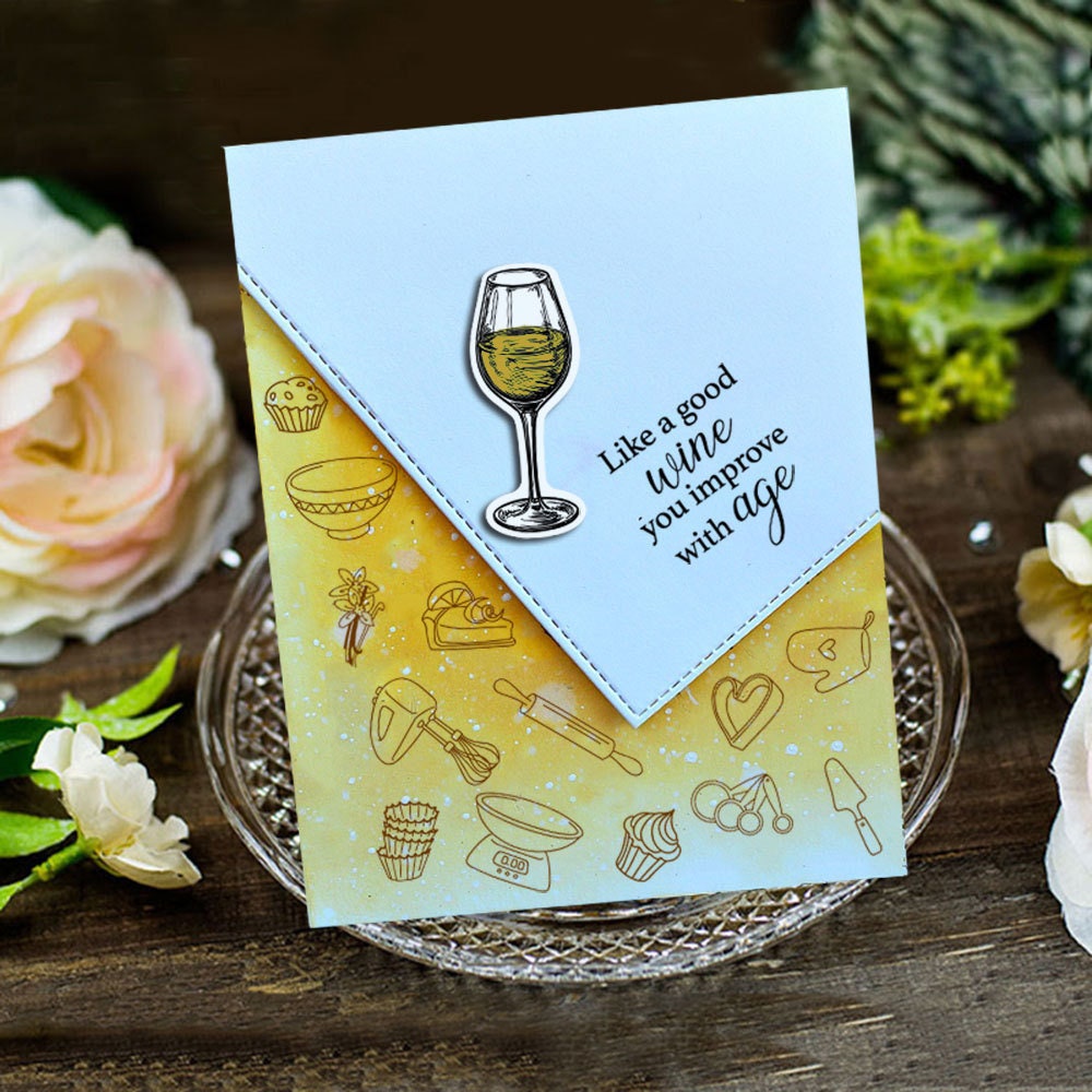 Wine and Rose Clear Stamps, Silicone Stamp Set for Scrapbook Cards