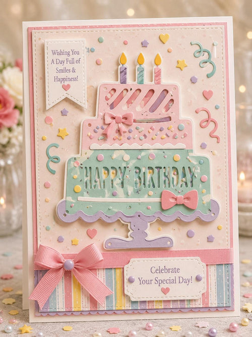 Birthday Cake Metal Cutting Die for Cards and Party Crafts