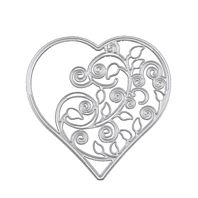 Heart Flower Vine Cutting Die, Carbon Steel Stencil for Scrapbooking