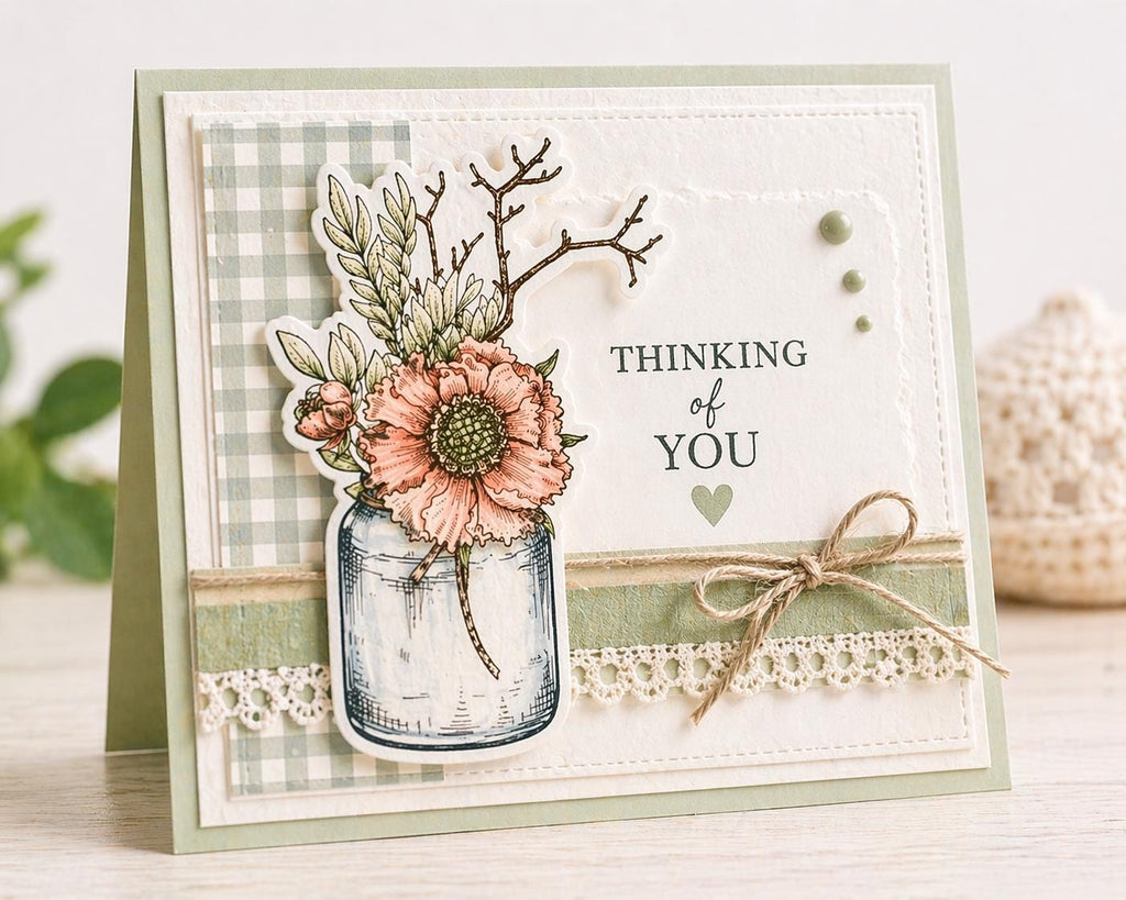 Wildflower Bottles Silicone Stamp: DIY Scrapbooking, Card Making
