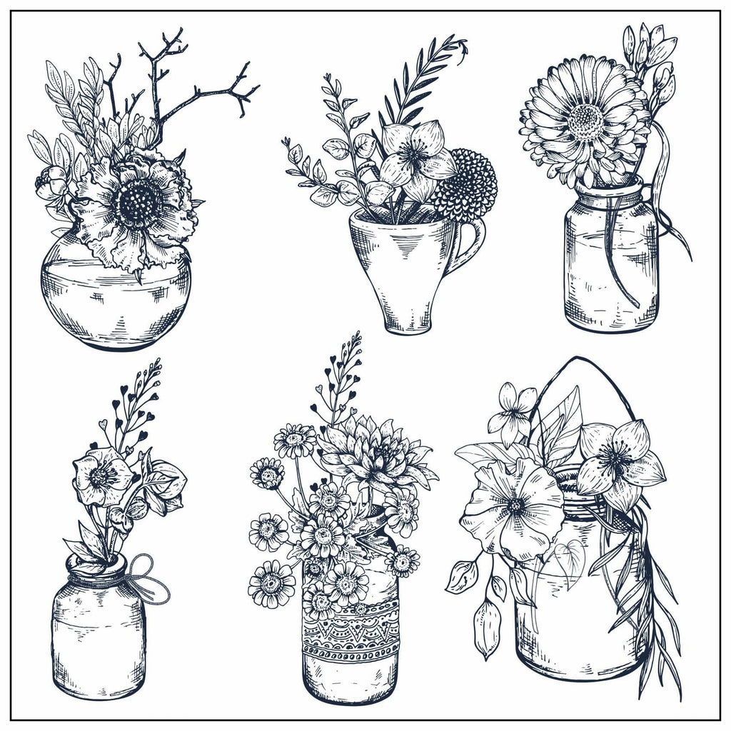 Wildflower Bottles Silicone Stamp: DIY Scrapbooking, Card Making