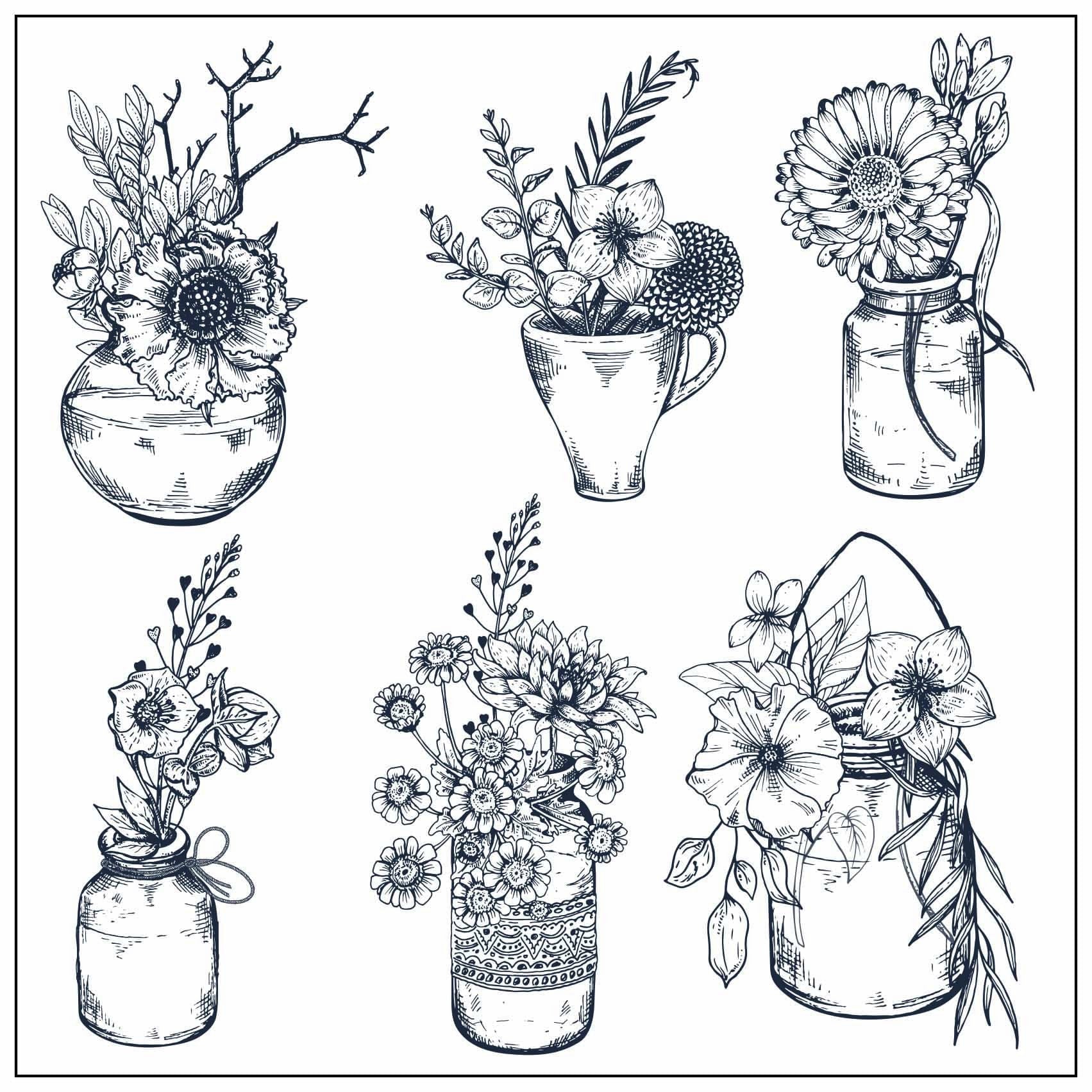 Wildflower Bottles Silicone Stamp: DIY Scrapbooking, Card Making