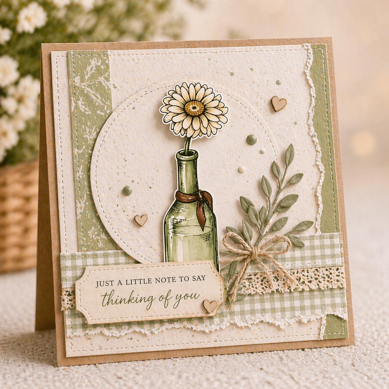 Flower Bottles Clear Silicone Stamp, Scrapbooking Craft (14x14cm)