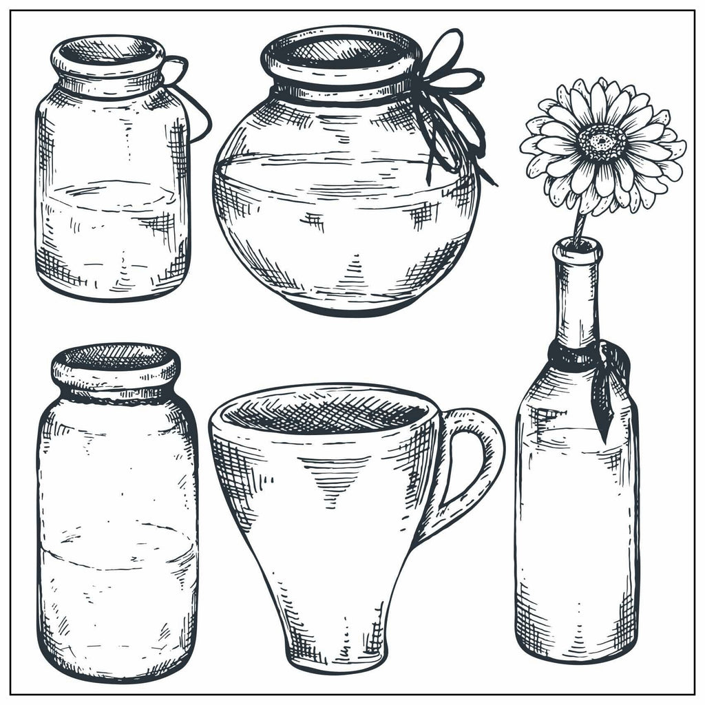 Flower Bottles Clear Silicone Stamp, Scrapbooking Craft (14x14cm)