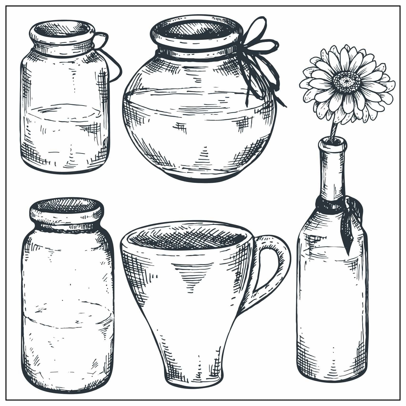 Flower Bottles Clear Silicone Stamp, Scrapbooking Craft (14x14cm)