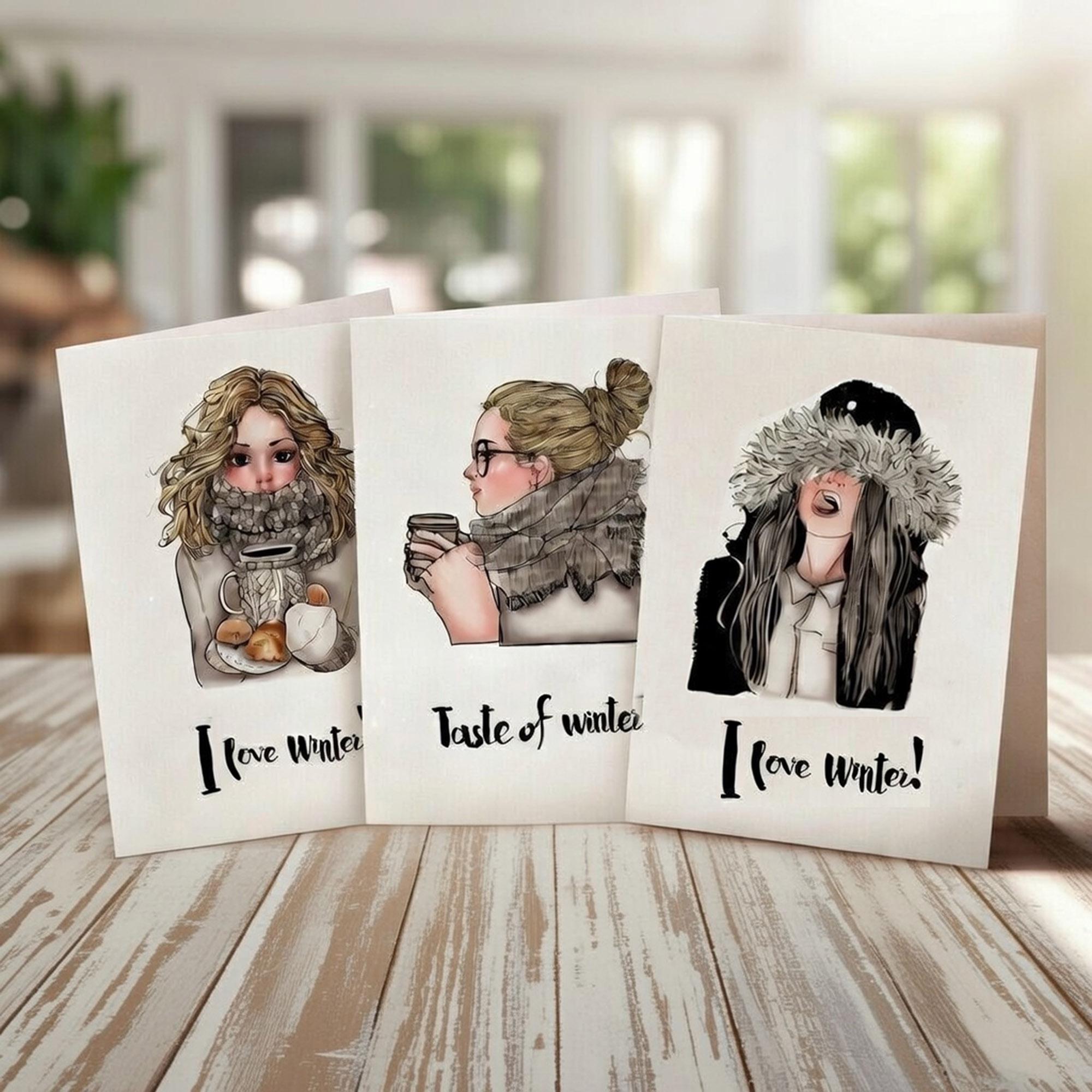 Winter Girl Clear Stamp | Card Making, Scrapbooking (14x14cm)