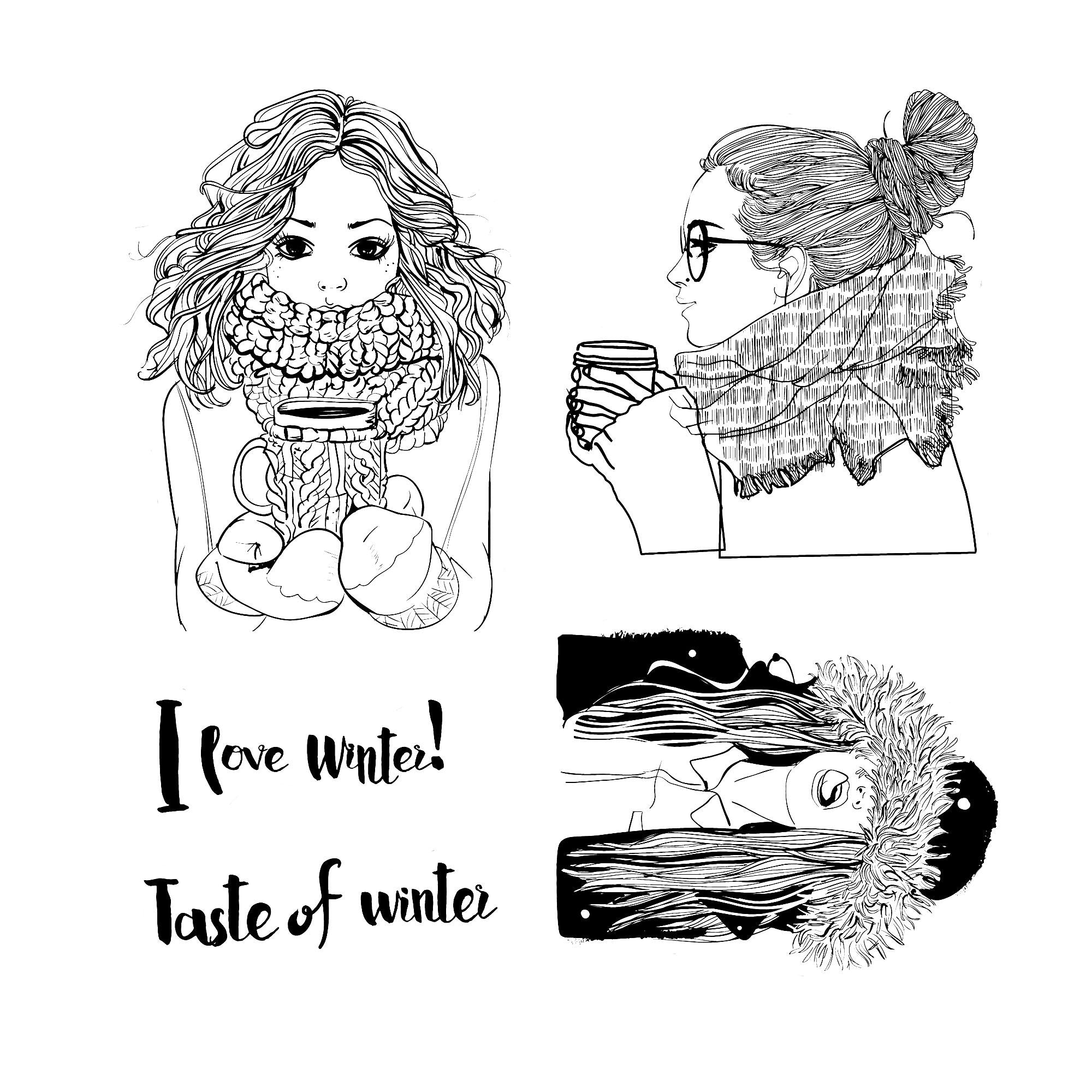 Winter Girl Clear Stamp | Card Making, Scrapbooking (14x14cm)
