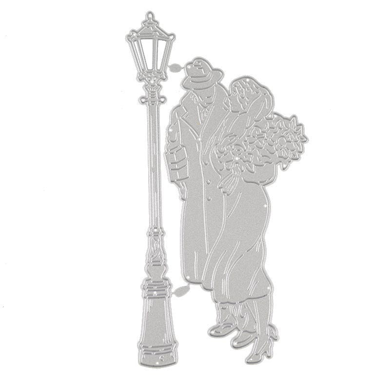 Couple & Street Light Metal Cutting Die for Scrapbooking