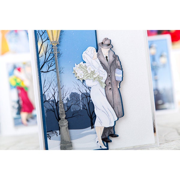 Couple & Street Light Metal Cutting Die for Scrapbooking