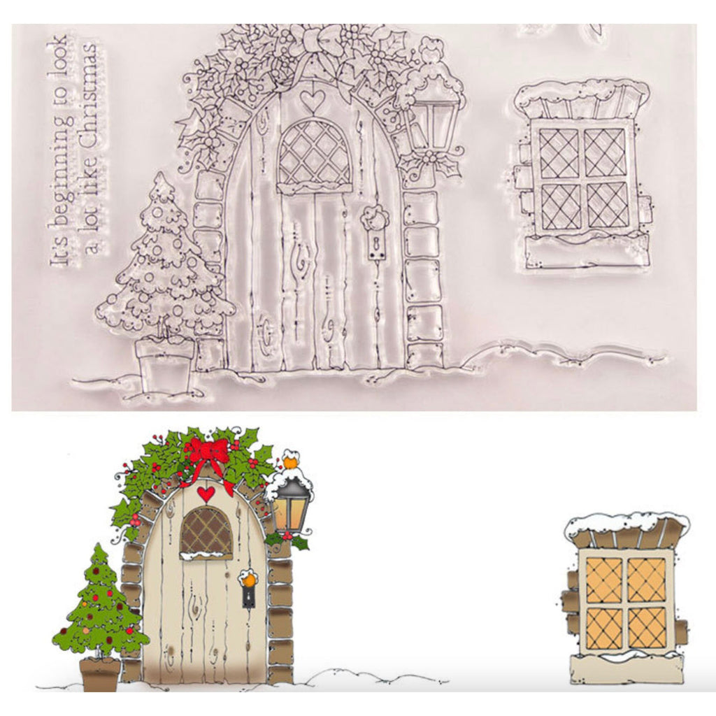 Christmas Door Clear Stamp, Candy Cane Silicone Stamp for Cards