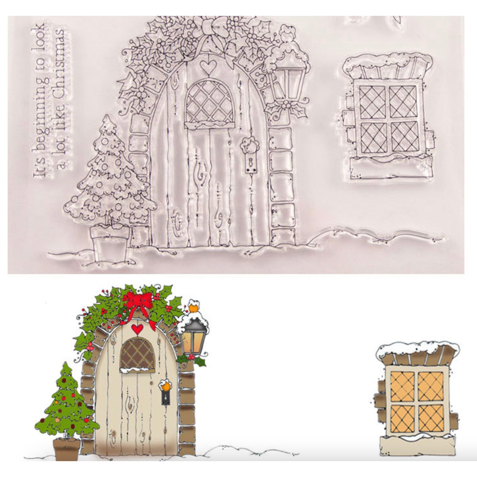Christmas Door Clear Stamp, Candy Cane Silicone Stamp for Cards