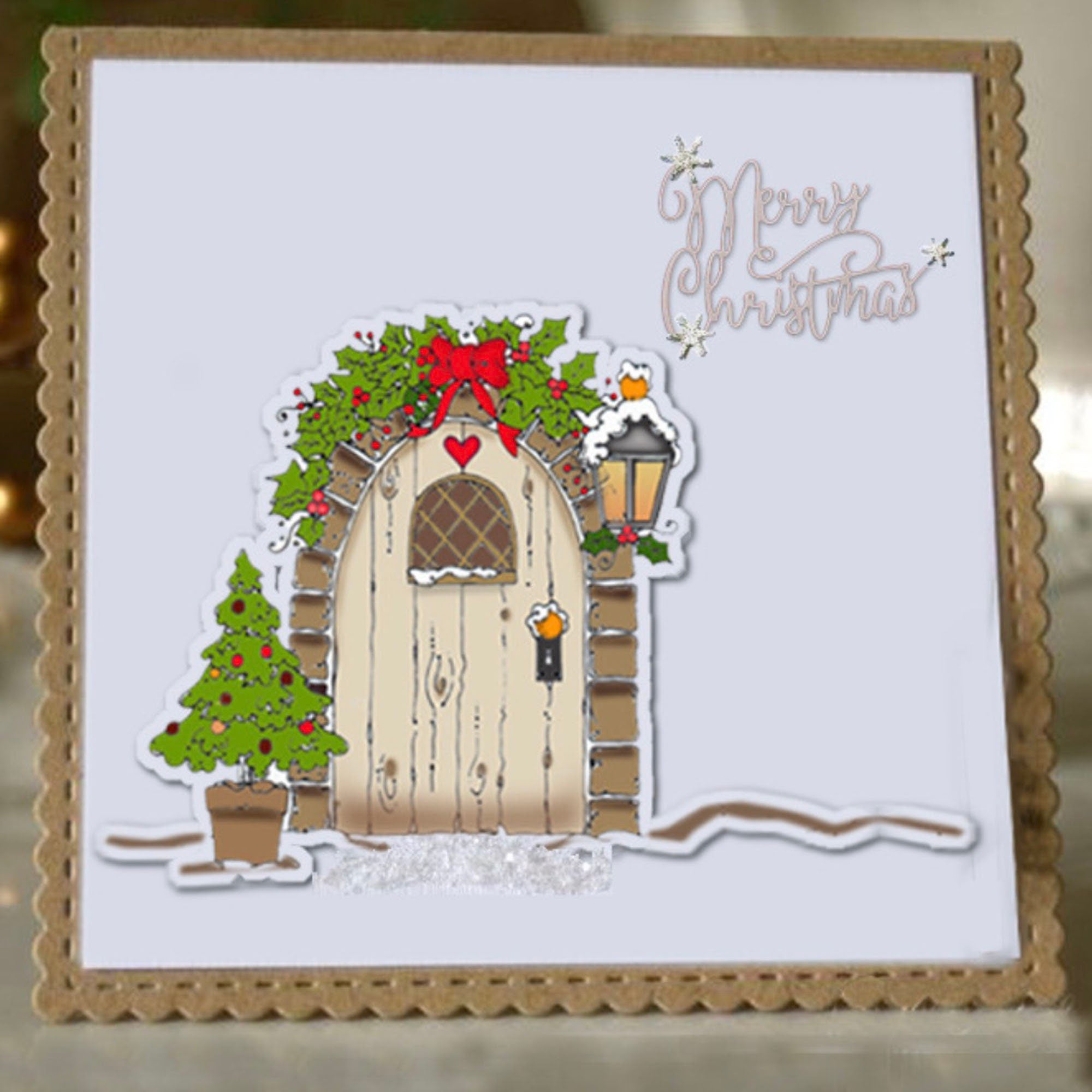 Christmas Door Clear Stamp, Candy Cane Silicone Stamp for Cards