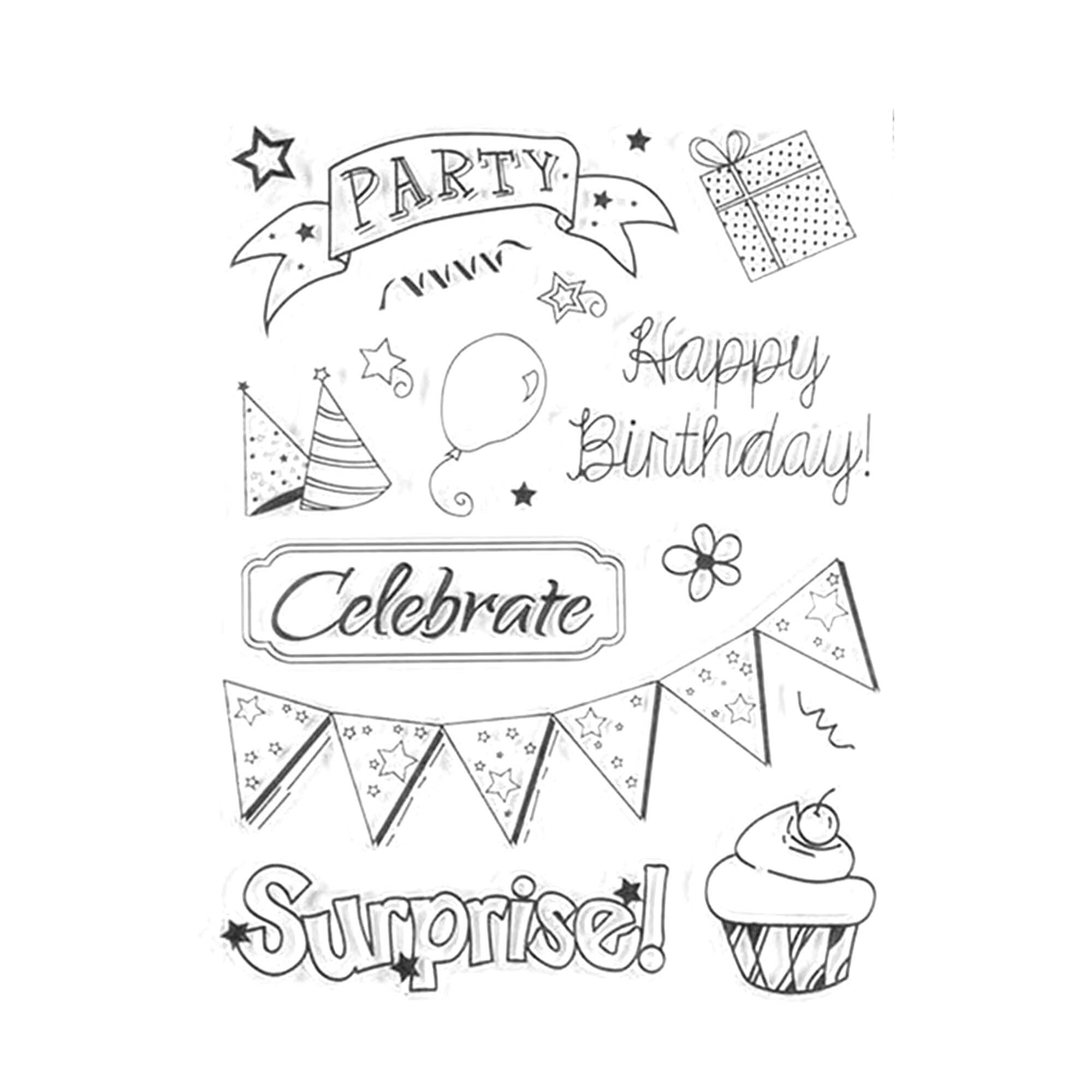 Birthday Party Silicone Stamp, Scrapbooking Embellishments (15x18cm)