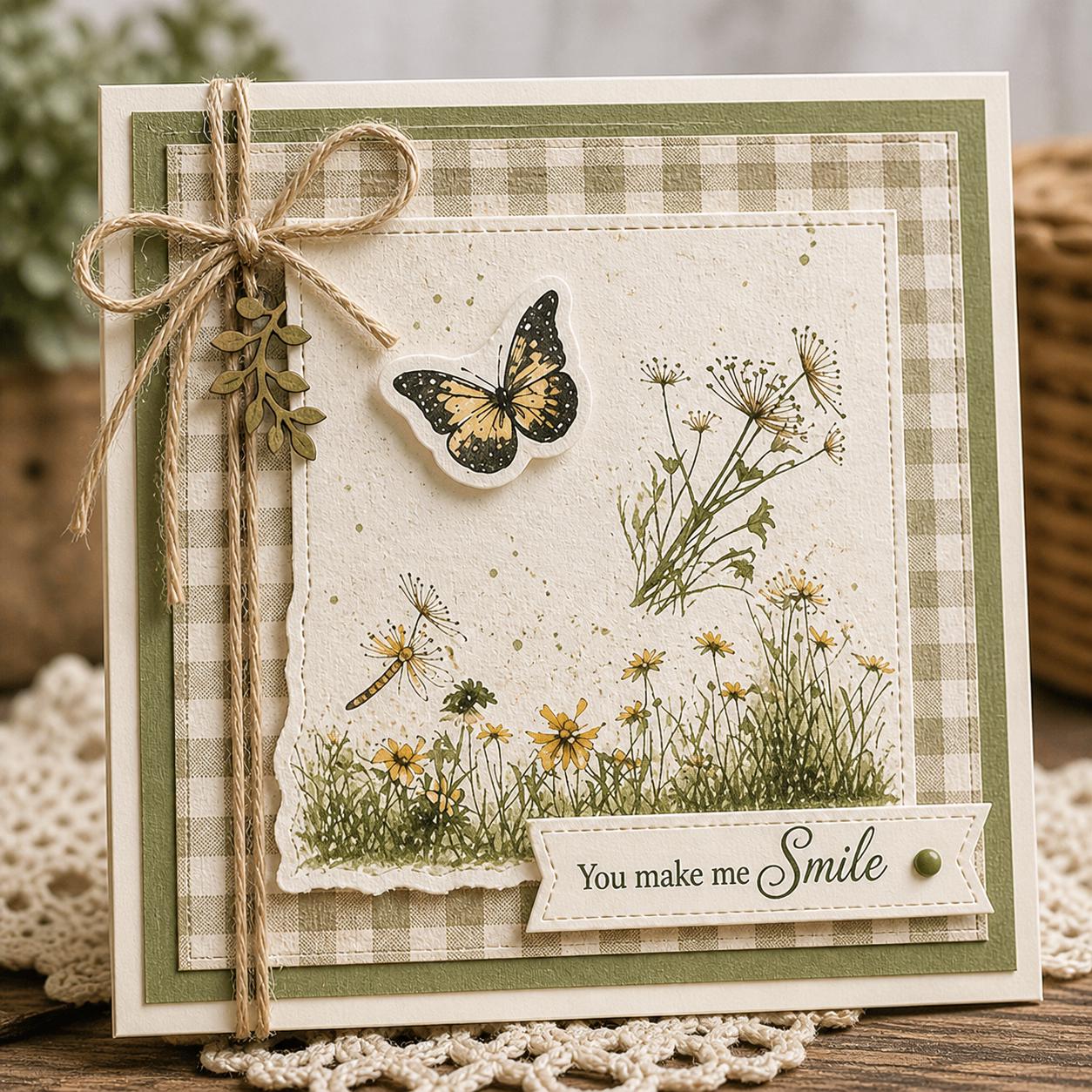 Butterfly & Grass Clear Silicone Stamp for Scrapbooking and Card Making, 15x18cm