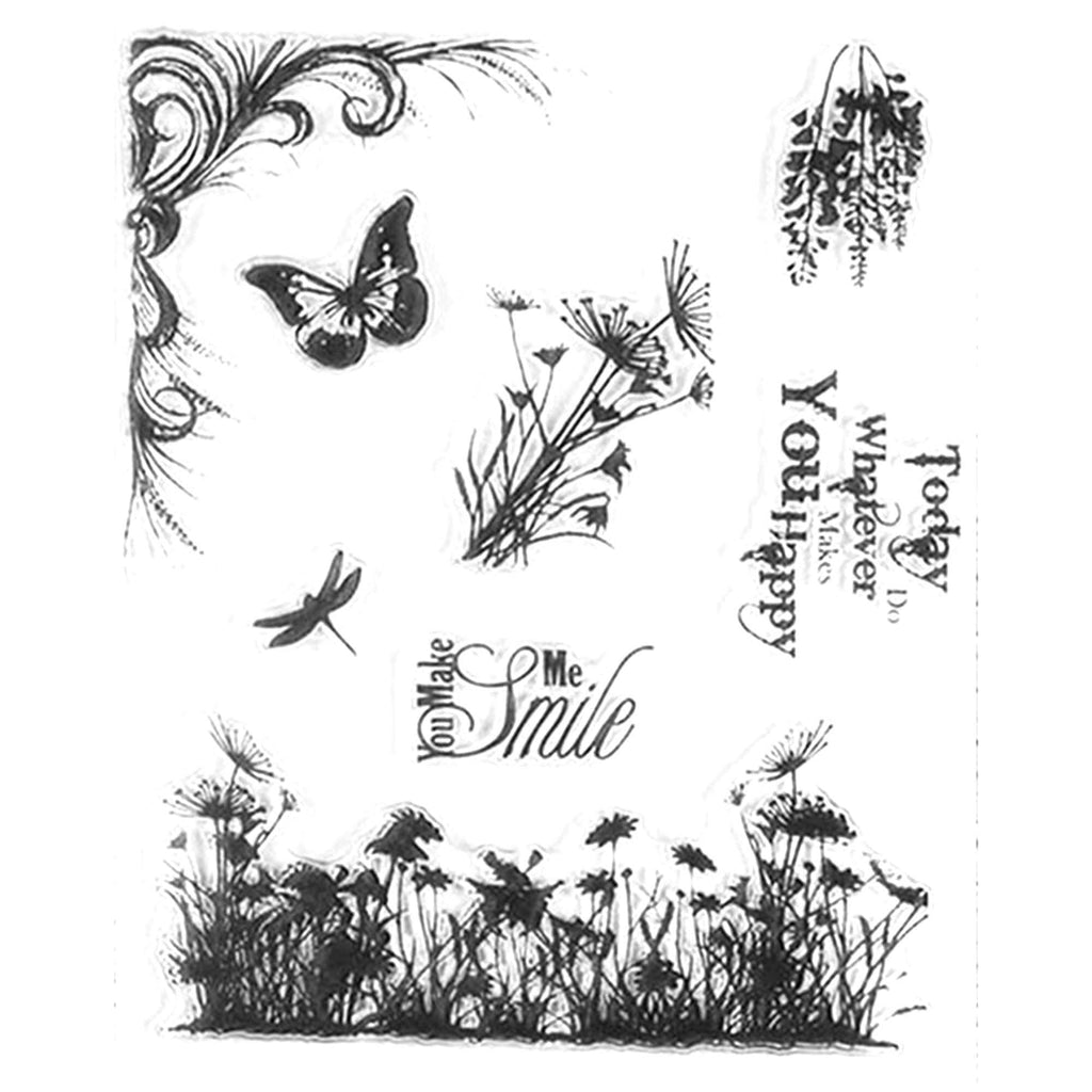 Butterfly & Grass Clear Silicone Stamp for Scrapbooking and Card Making, 15x18cm
