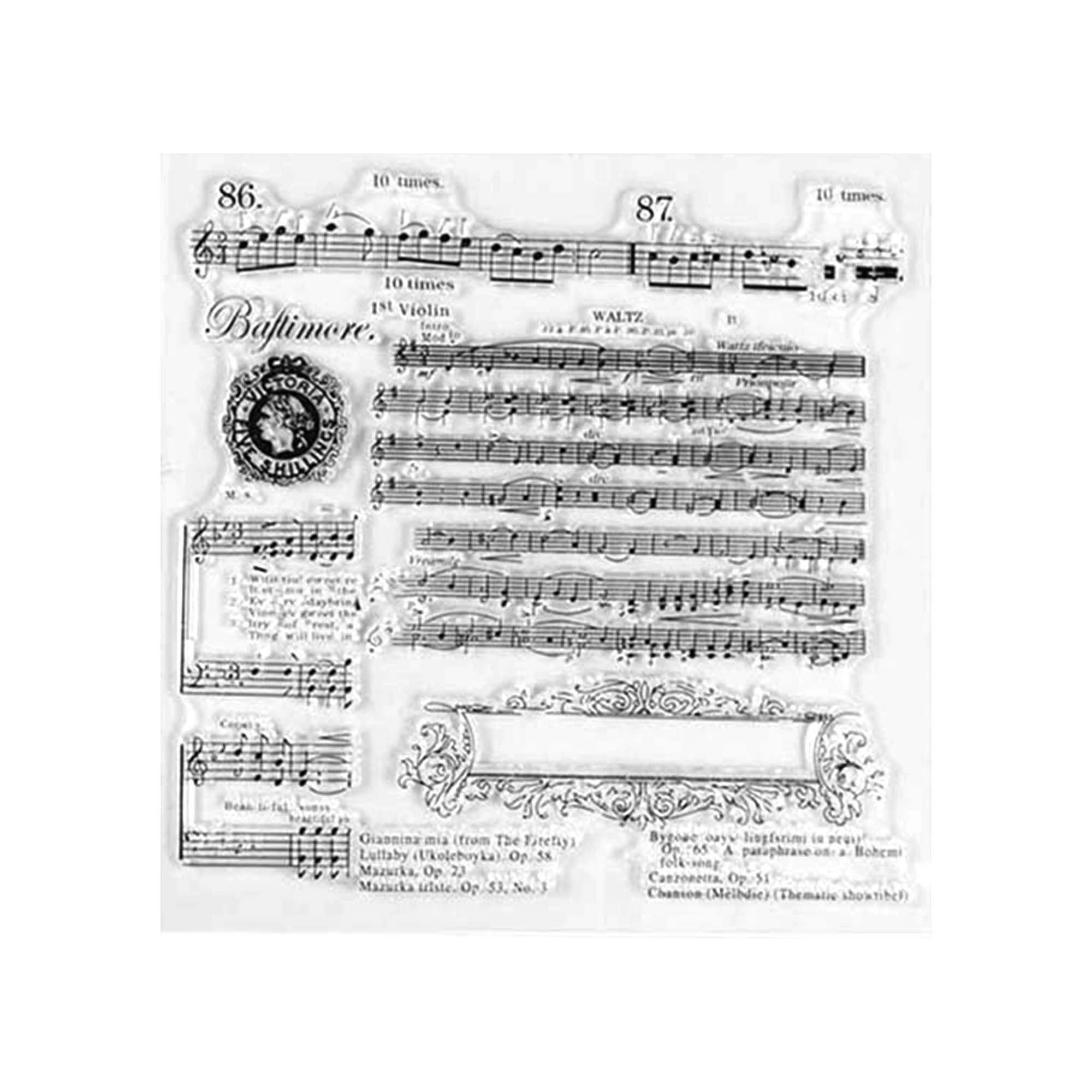 Music Note Silicone Stamp, DIY Scrapbooking (14x14cm)