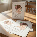 Woman with Peonies Clear Stamp | Butterfly, Card Making (7x9.5cm)