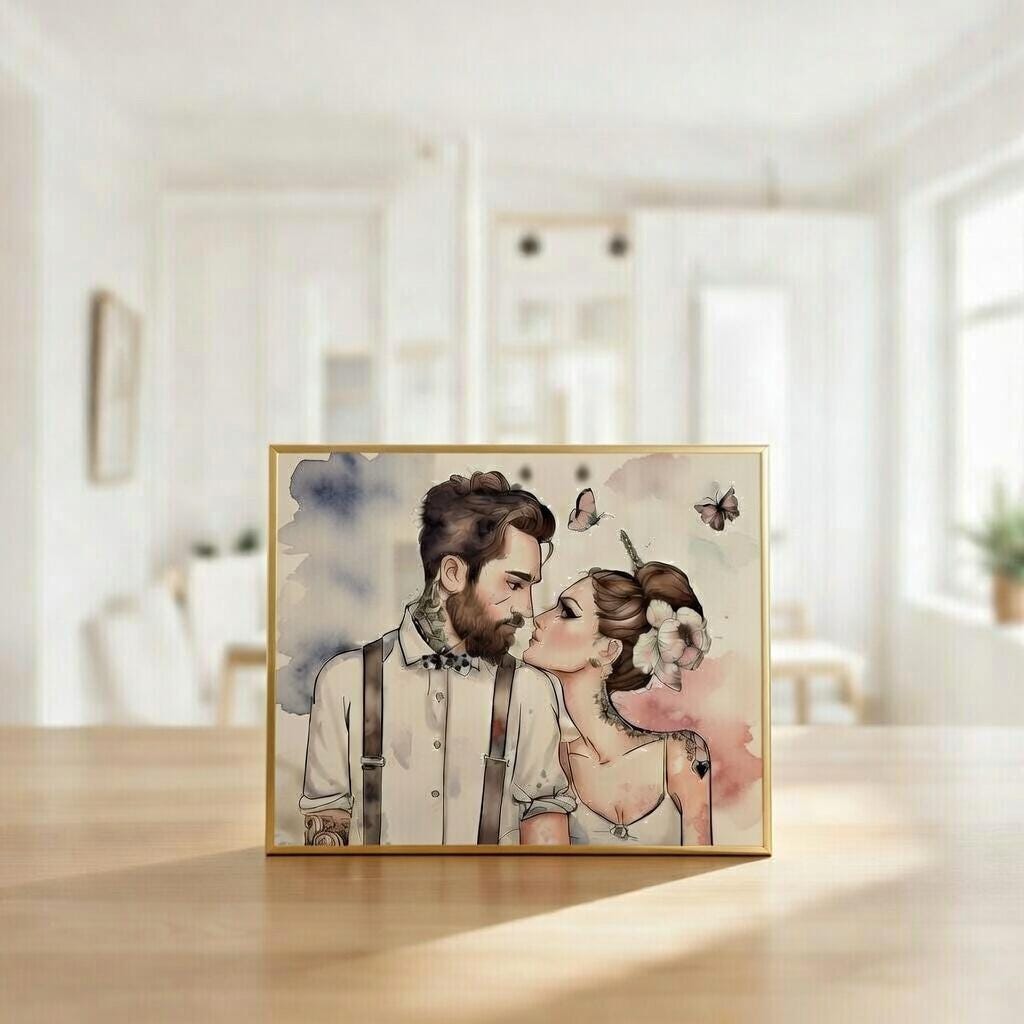 Sweet Couples Clear Stamp | Tattoo Style Silicone Stamp for Scrapbooking
