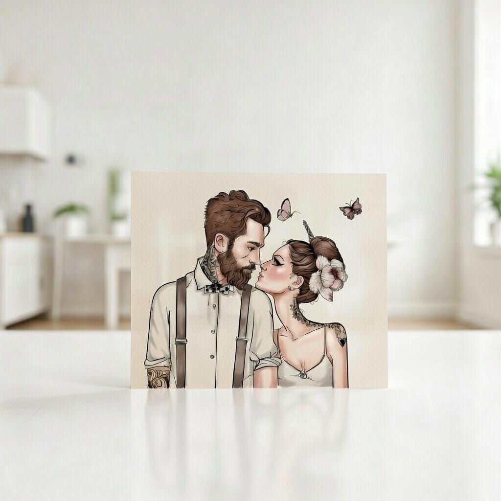 Sweet Couples Clear Stamp | Tattoo Style Silicone Stamp for Scrapbooking