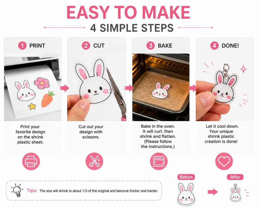Printable Shrink Plastic Sheets, A4 Size, DIY Jewelry Making