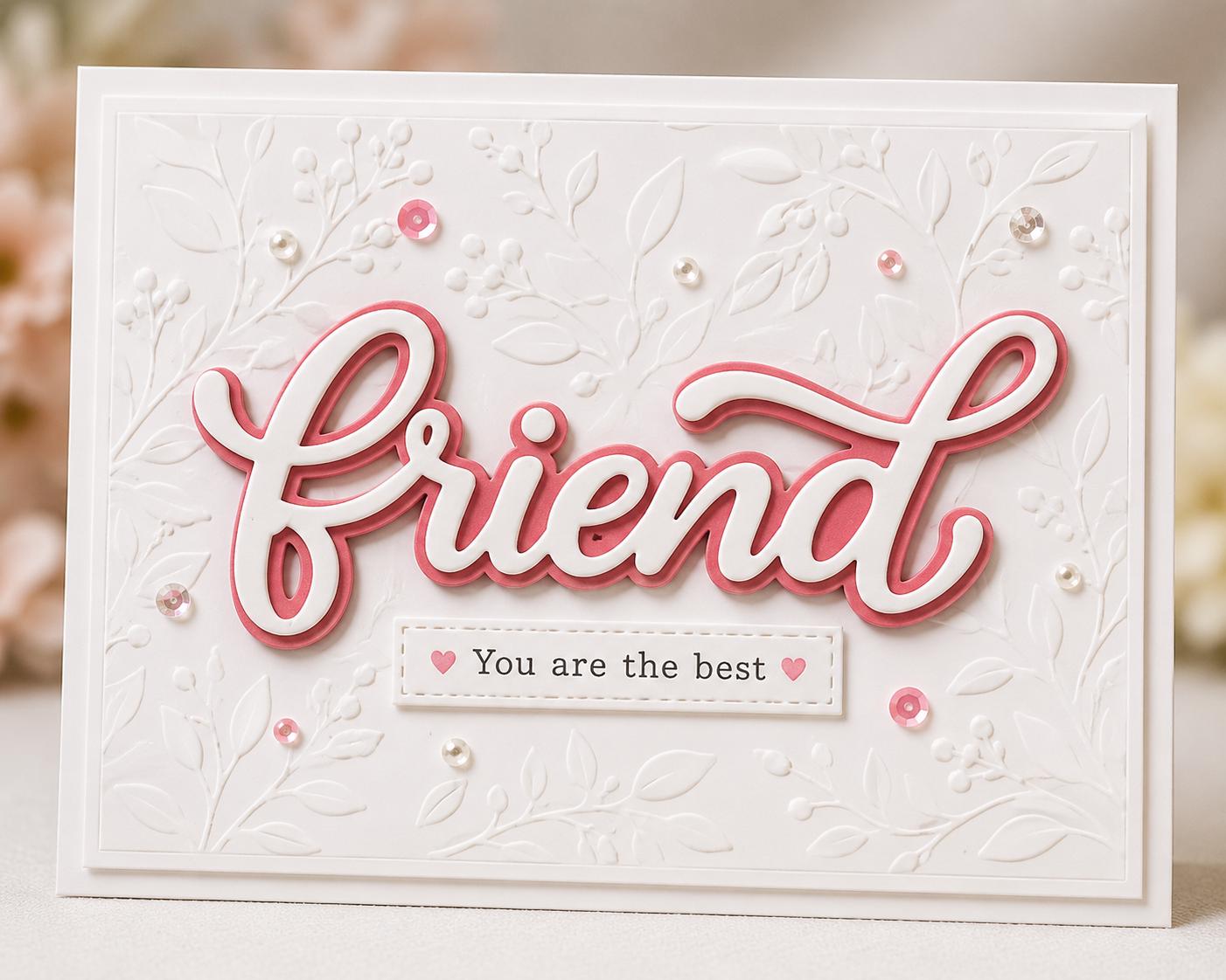 Friend Word Metal Cutting Die, Sentiment Stencil for Cards