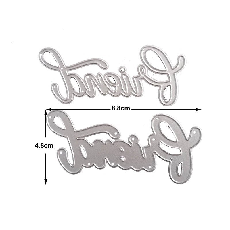 Friend Word Metal Cutting Die, Sentiment Stencil for Cards
