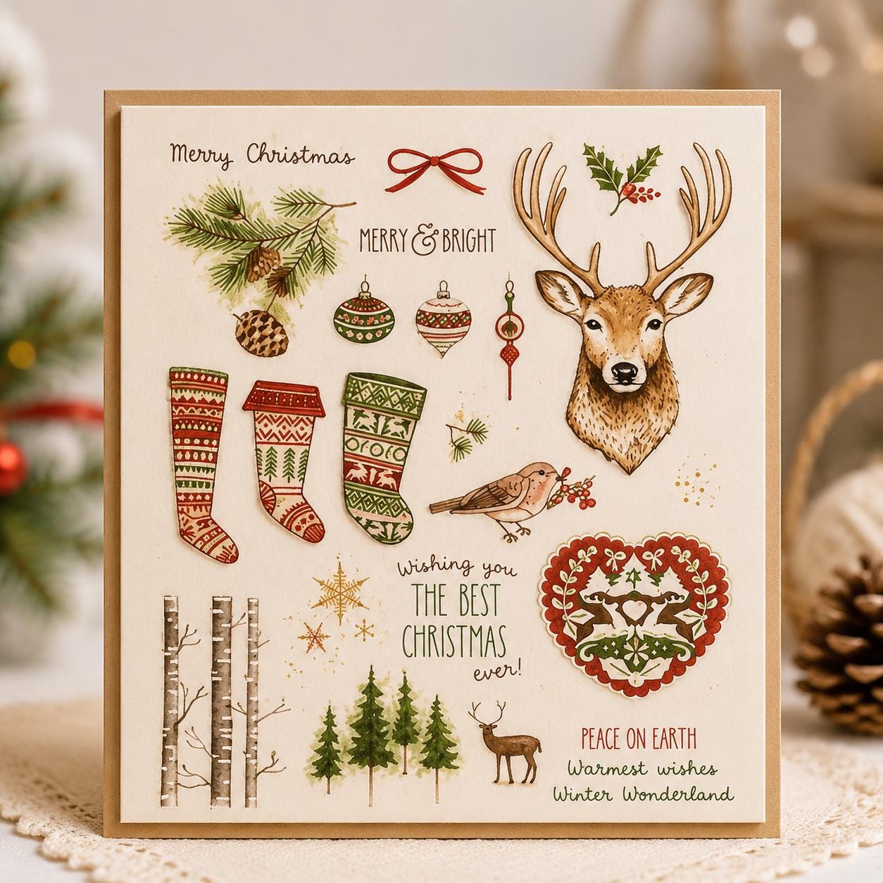 Christmas Silicone Stamp Set, DIY Scrapbooking (15x18cm)