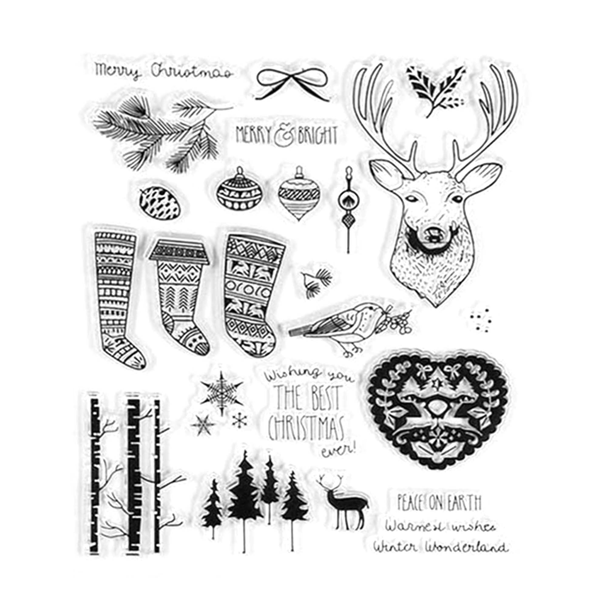 Christmas Silicone Stamp Set, DIY Scrapbooking (15x18cm)