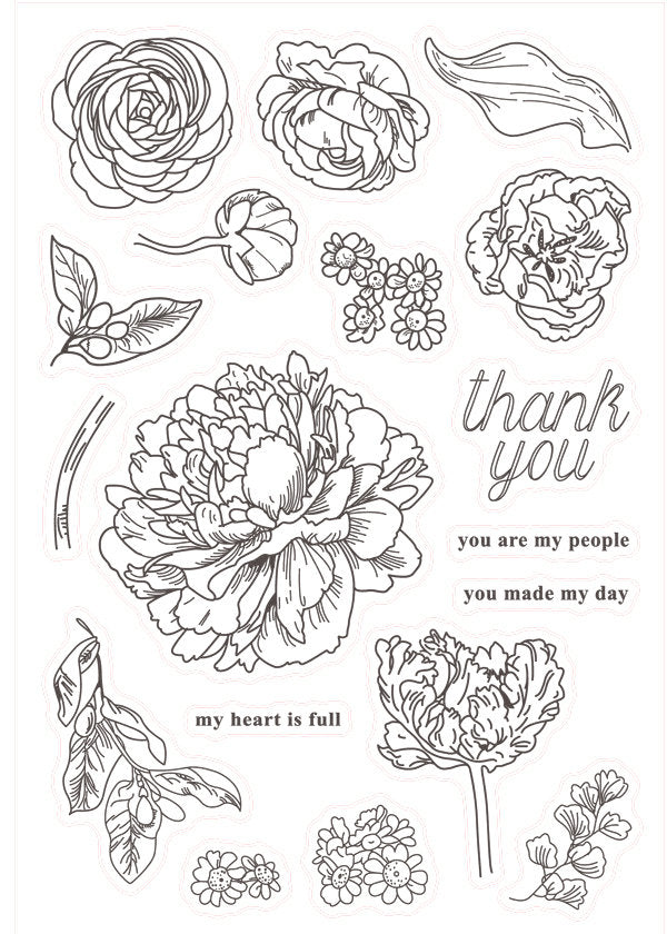 Flower blooming clear stamp rubber seal for card making DIY scrapbooking paper stamping