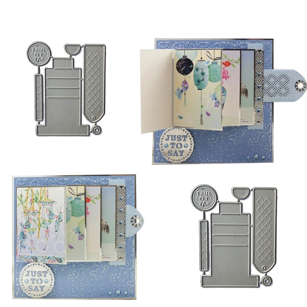 Foldable Card Metal Cutting Die, Layered Card Stencil for Scrapbook