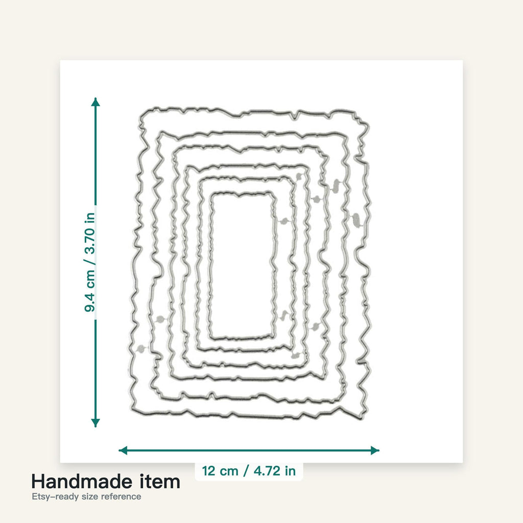 Nested Distressed Rectangle Dies Metal Cutting Dies, DIY Scrapbooking Stencils