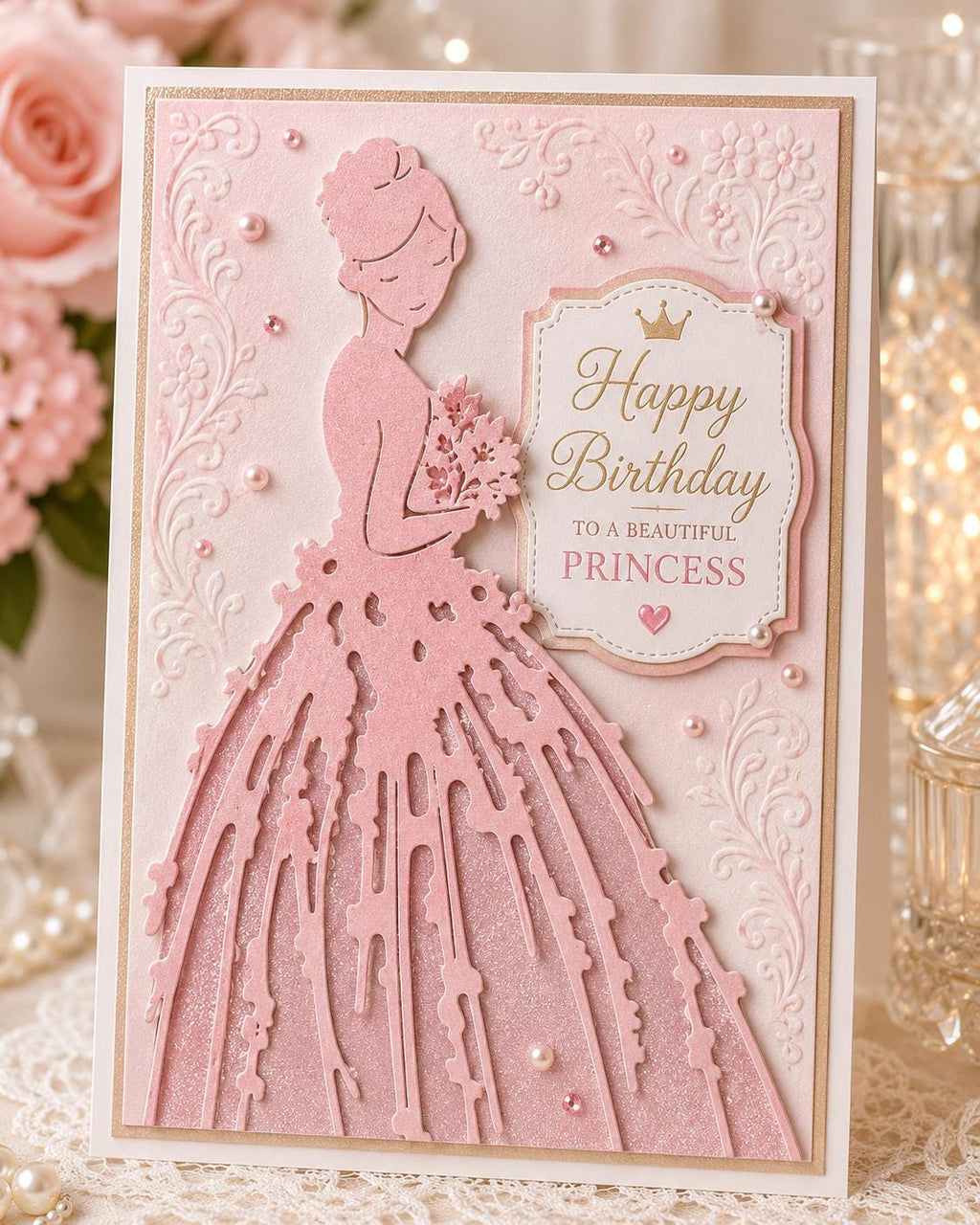 Flower Dress Girl Metal Cutting Die, Cardmaking Stencil