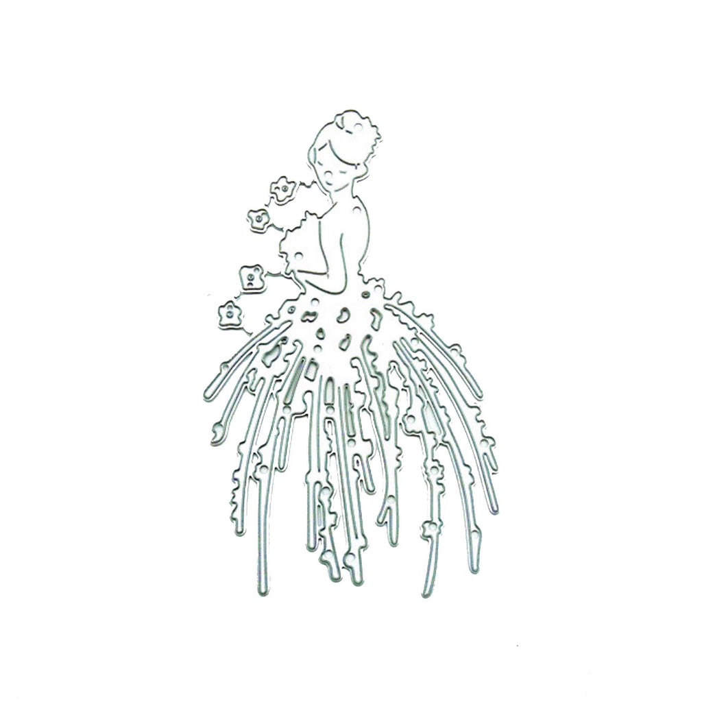 Flower Dress Girl Metal Cutting Die, Cardmaking Stencil