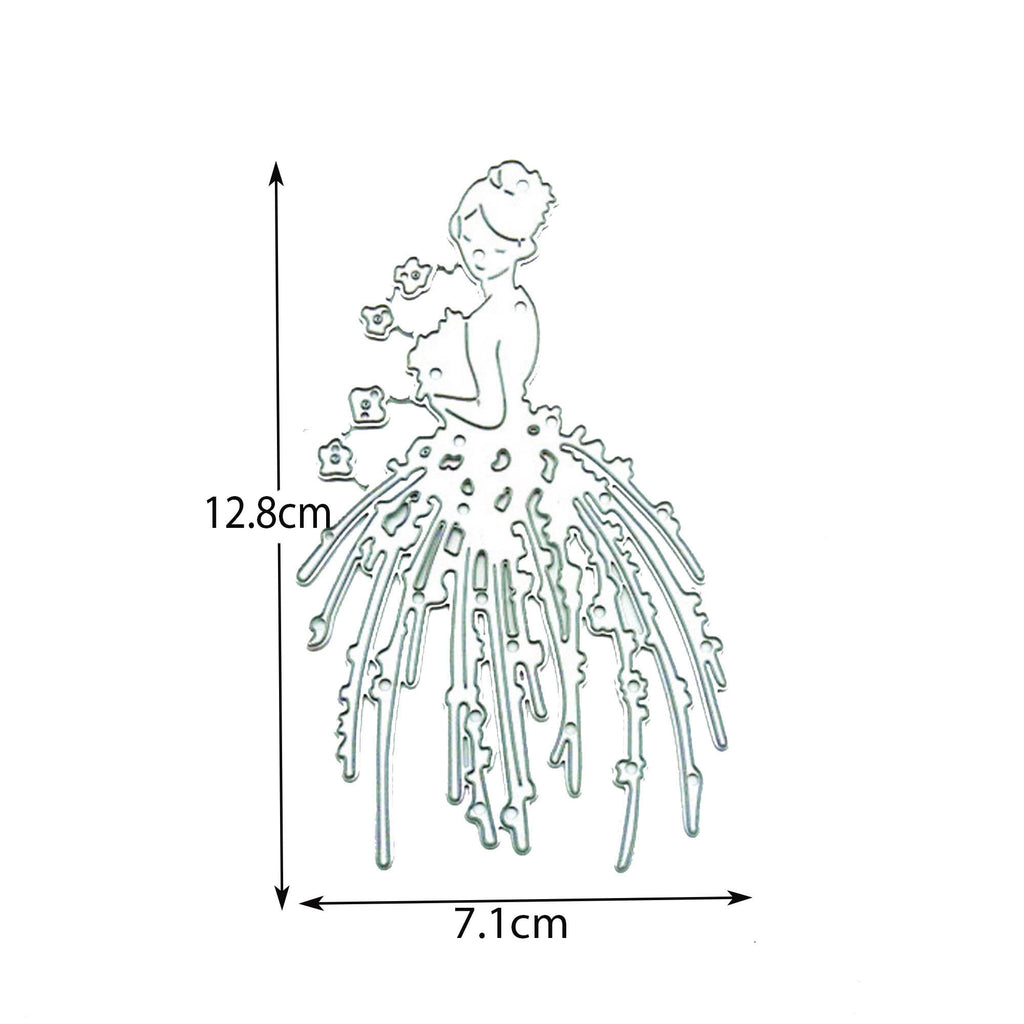 Flower Dress Girl Metal Cutting Die, Cardmaking Stencil