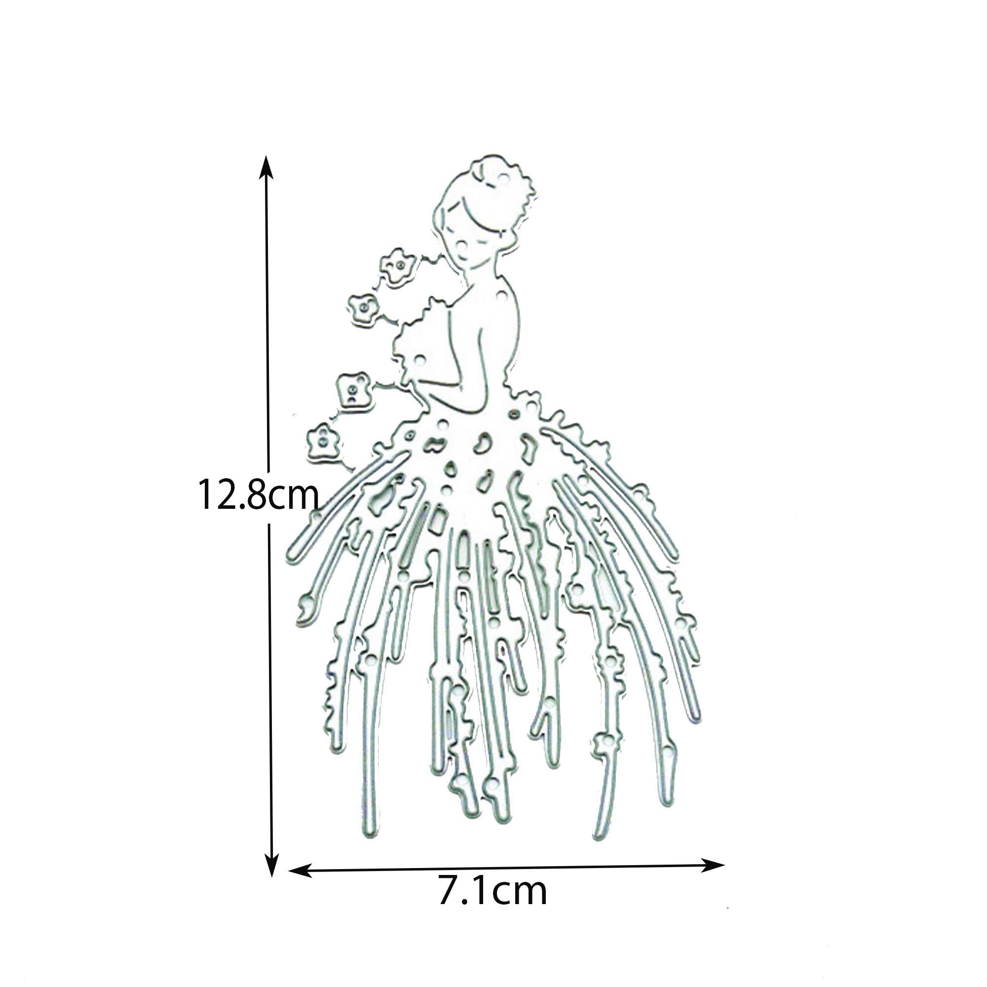 Flower Dress Girl Metal Cutting Die, Cardmaking Stencil