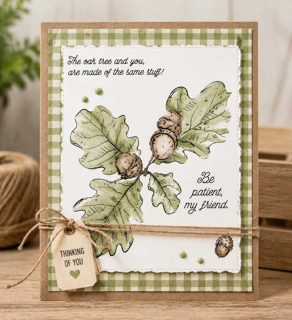 Oak Leaves Clear Stamp, Patience Quote, DIY Scrapbooking (14x14cm)