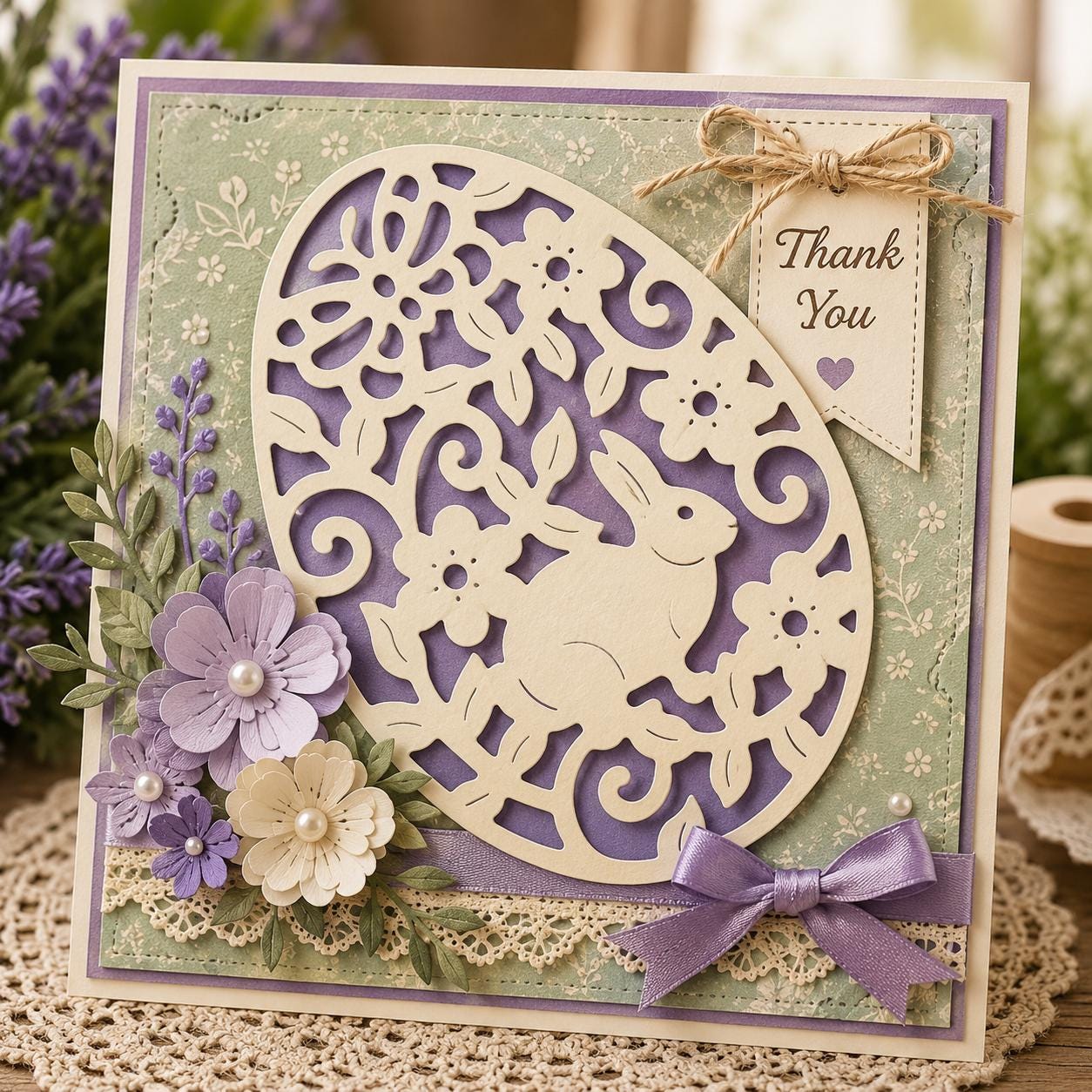 Easter Egg Metal Cutting Die with Bunny and Floral Design