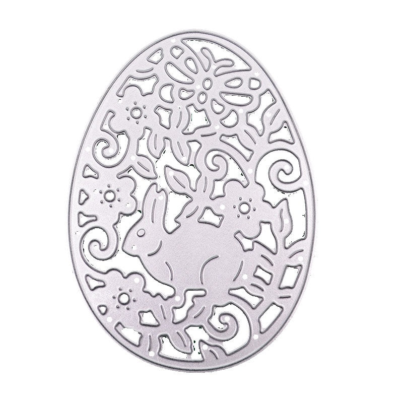 Easter Egg Metal Cutting Die with Bunny and Floral Design