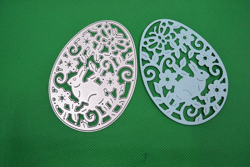 Easter Egg Metal Cutting Die with Bunny and Floral Design