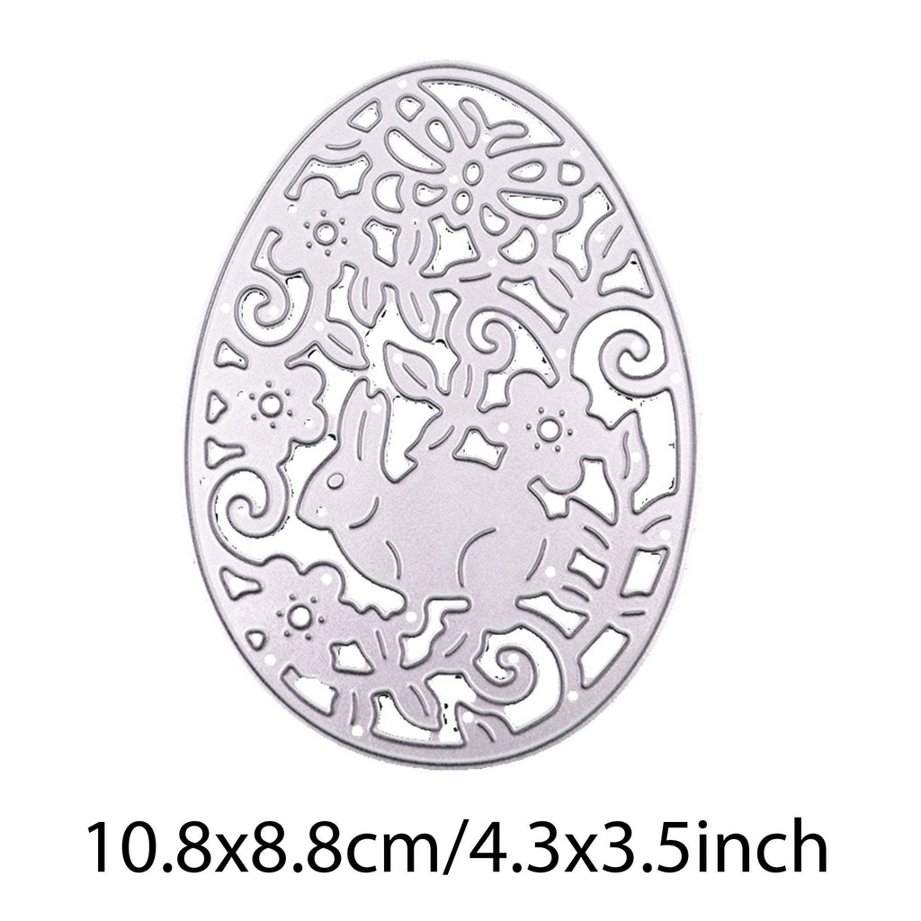 Easter Egg Metal Cutting Die with Bunny and Floral Design